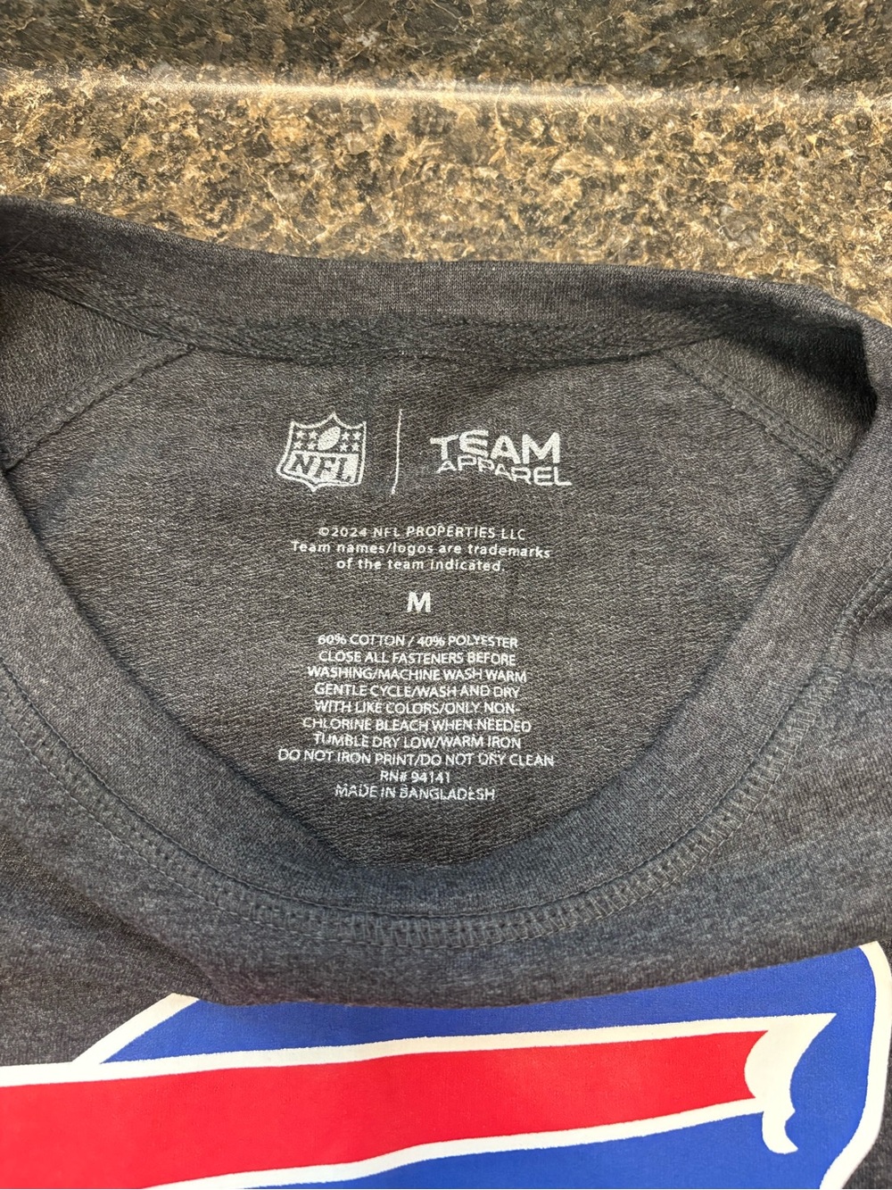 NFL Buffalo Bills Gray Crewneck Sweatshirt with Blue & Red Logo - Picture 2 of 2